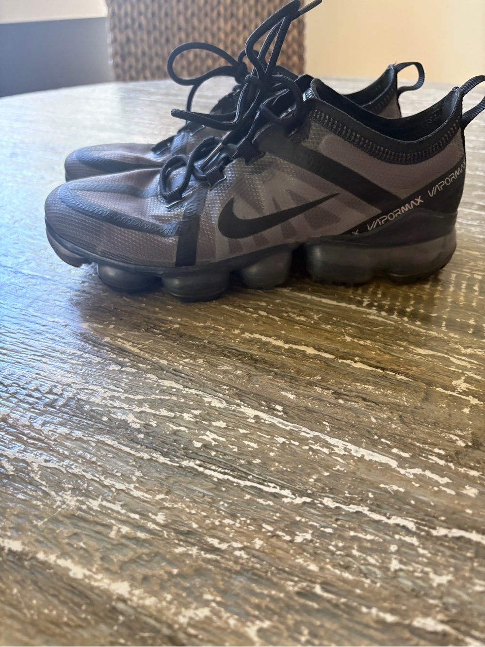 Nike Women’s VaporMax Running Shoes in Black and Gray
